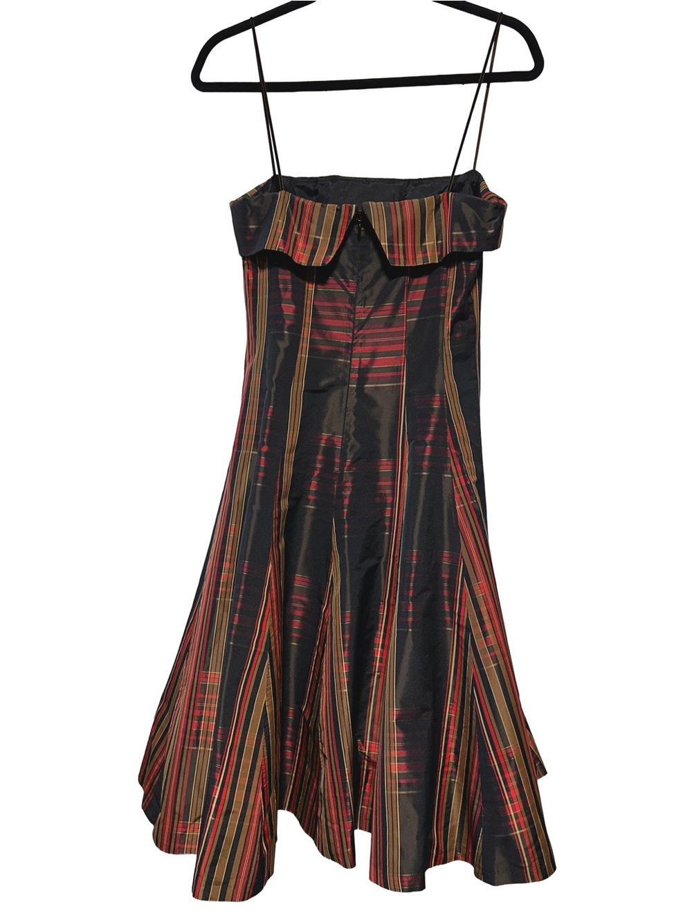 Zara Plaid Taffeta Coquette Goth Dark Academia Holiday Party Midi Dress S - Picture 3 of 9